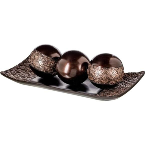 Decorative Tray with Orbs Coffee Table Centerpiece Farmhouse Home Decor - Picture 1 of 7